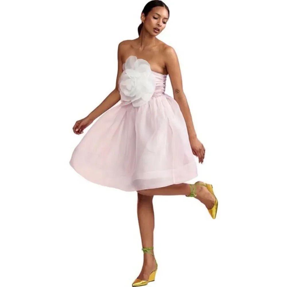 Anthropologie CYNTHIA ROWLEY Women's Organza Flower Strapless/ size 2